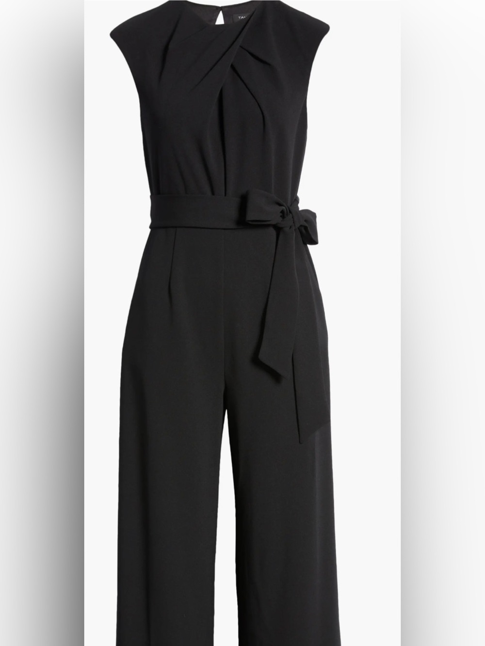 Tahari Cross Neck Tie Waist Wide Leg Jumpsuit - Picture 7 of 10